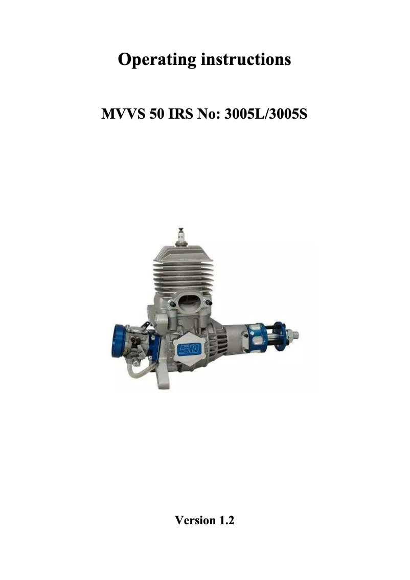 Page n°1 - Manuel utilisateur MVVS 50 IRS