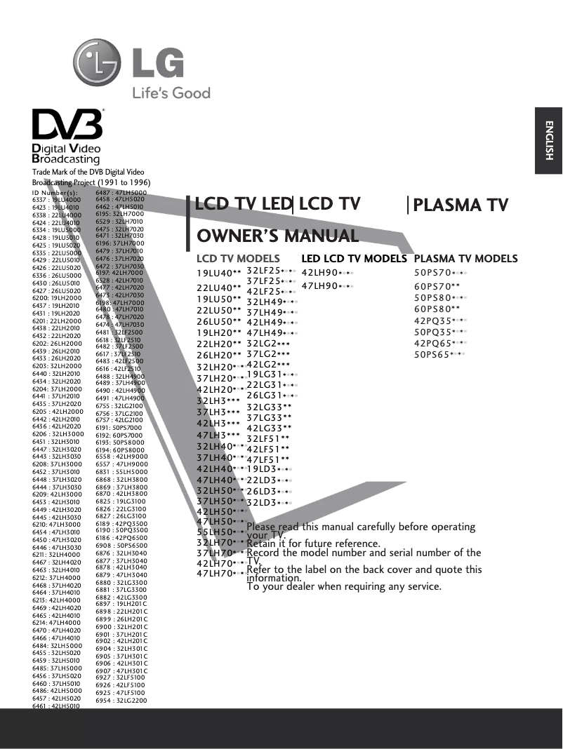 Page n°1 - Manuel utilisateur LG 19LH201C