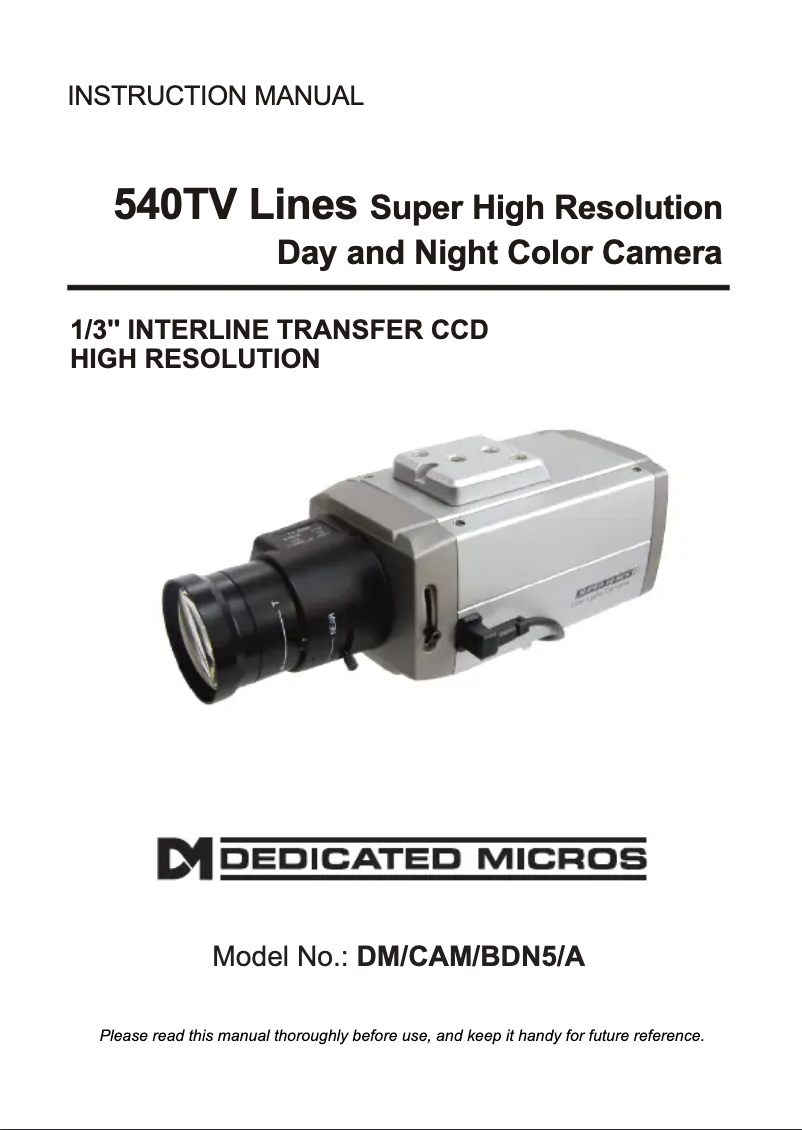Image de la première page du manuel de l'appareil DM/CAM/BDN5/A