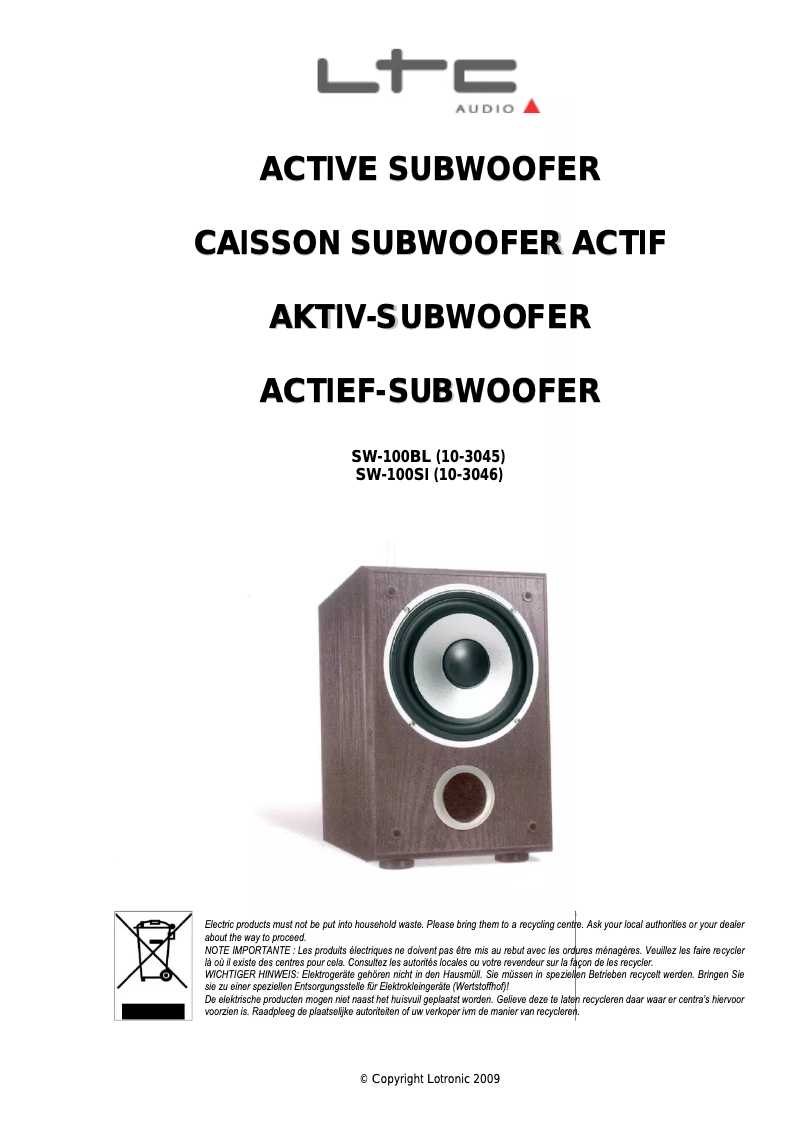 Page n°1 - Manuel utilisateur LTC SW100