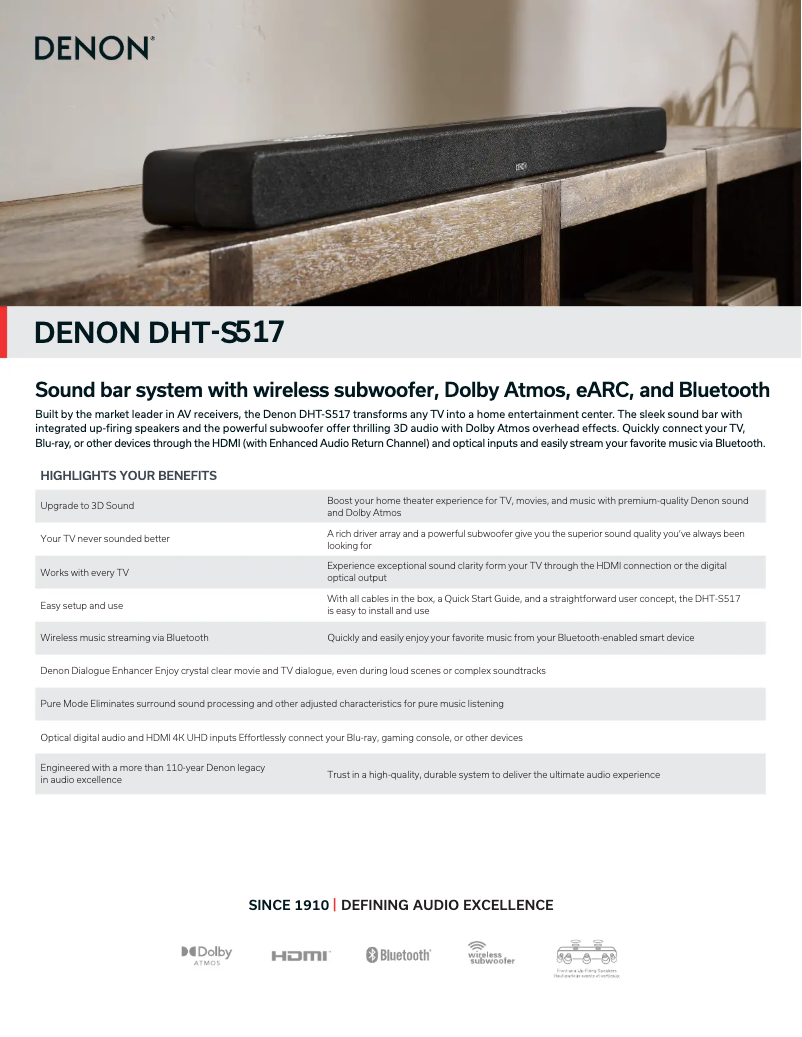 Image de la première page du manuel de l'appareil DHT-S517