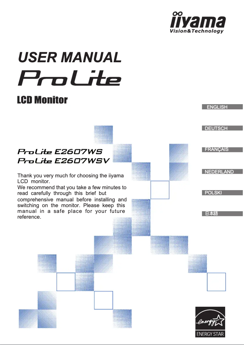 Page 1 de la notice Manuel utilisateur Iiyama ProLite E2607WS-1