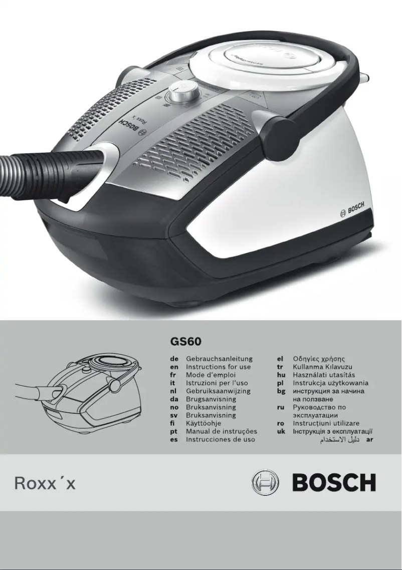 Page 1 de la notice Manuel utilisateur Bosch BGS 62530