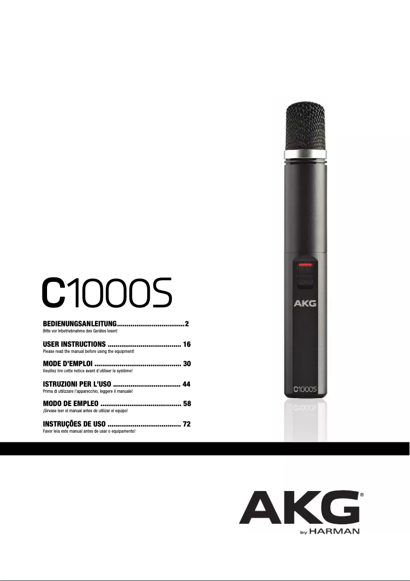 Page n°1 - Manuel utilisateur AKG C1000 S