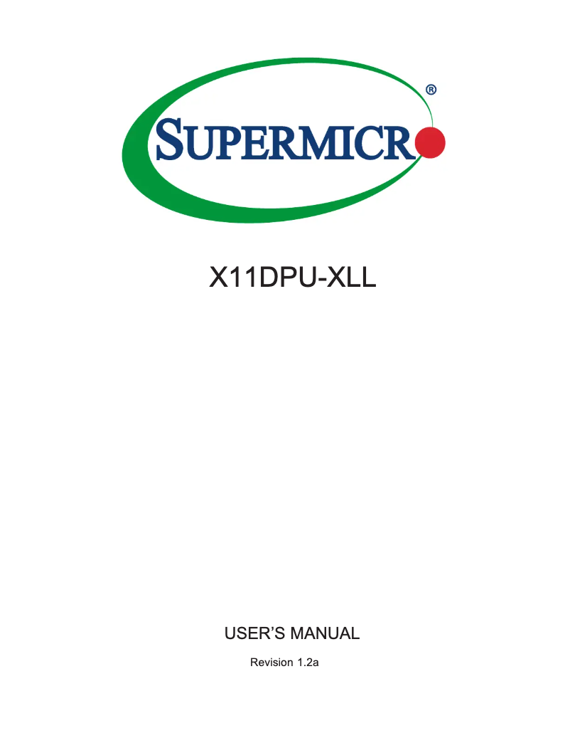 Page n°1 - Manuel utilisateur Supermicro X11DPU-XLL