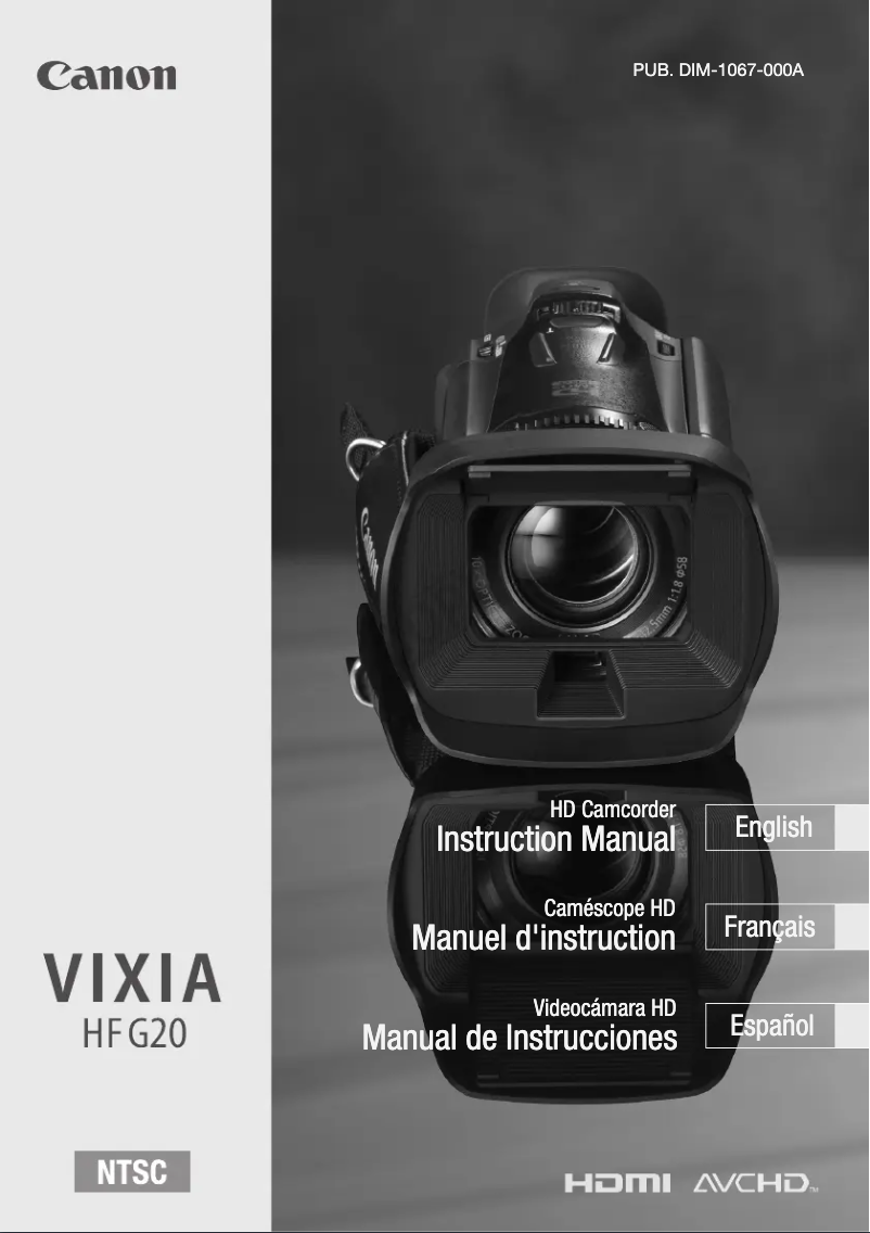 Page 1 de la notice Manuel utilisateur Canon Vixia HF G20