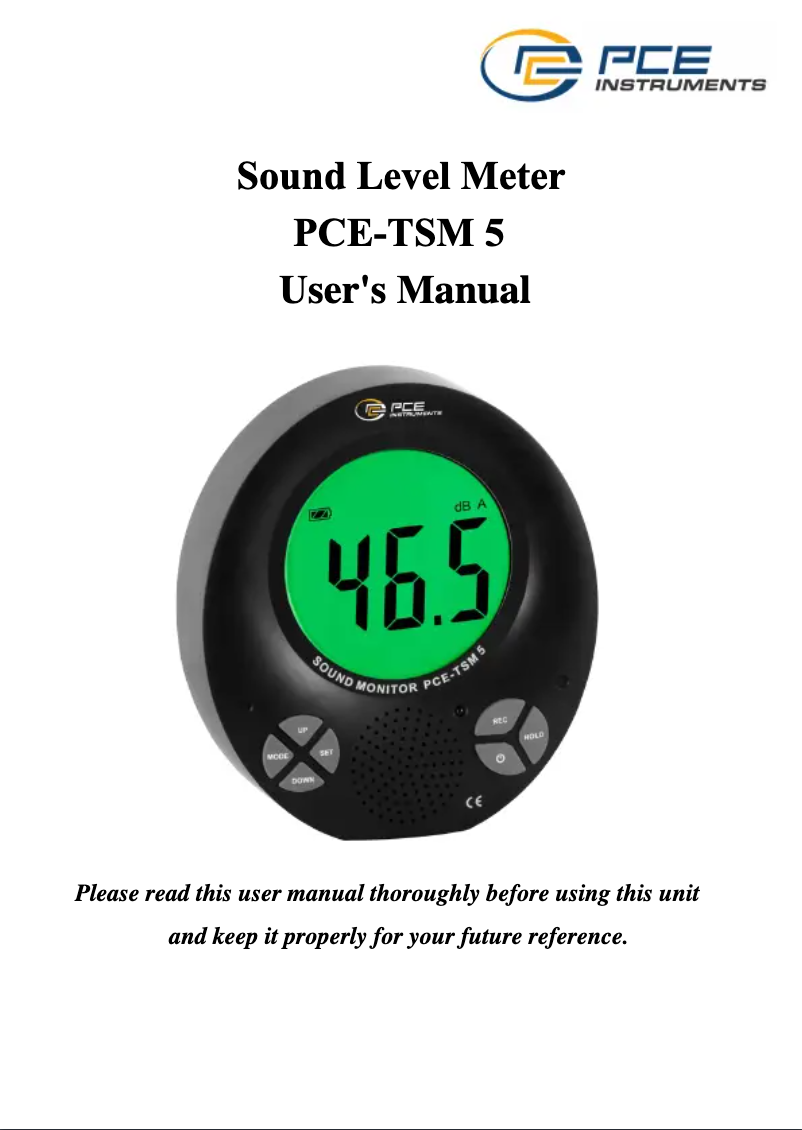 Page n°1 - Manuel utilisateur PCE Instruments PCE-TSM 5