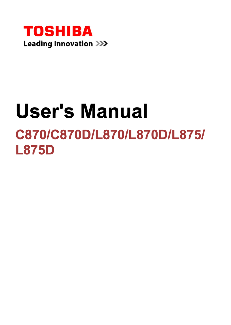 Page n°1 - Manuel utilisateur Toshiba Satellite L870