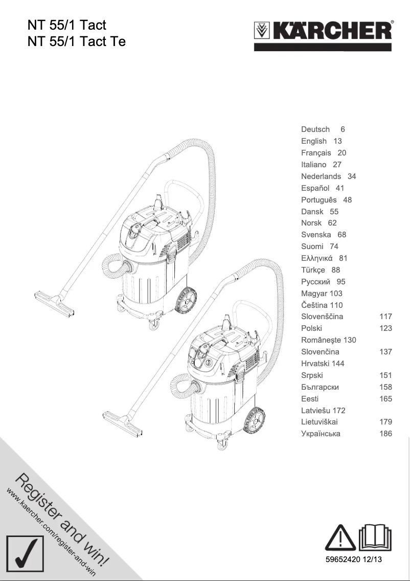 Page 1 de la notice Manuel utilisateur Kärcher NT 55/1 Tact Te