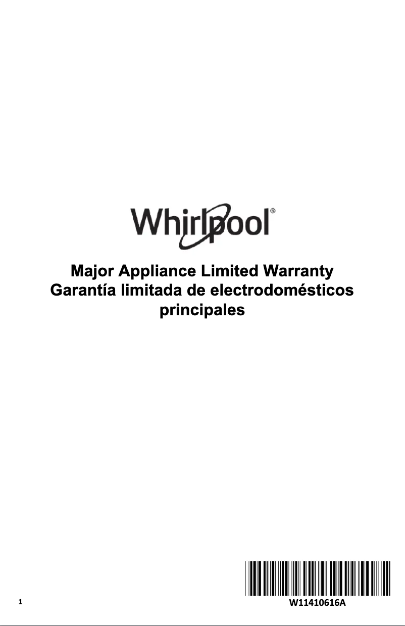 Page 1 de la notice Informations de garantie Whirlpool WMH78519LZ