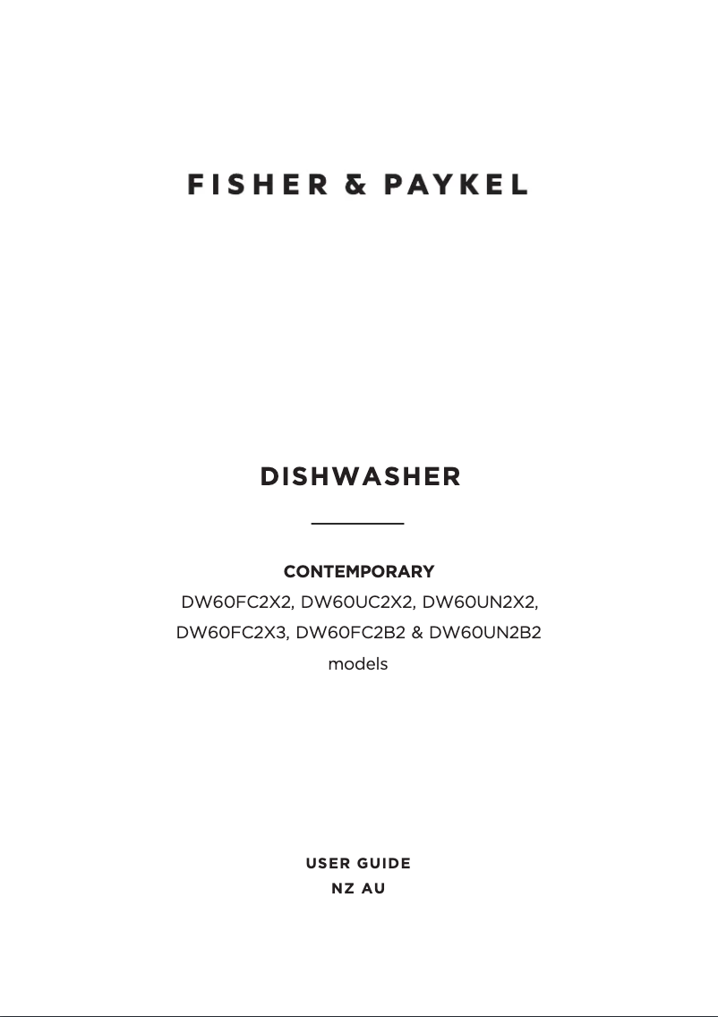Page 1 de la notice Manuel utilisateur Fisher & Paykel DW60UN2B2