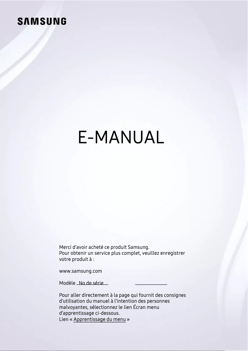 Page 1 de la notice Manuel utilisateur Samsung UN65CU7000F