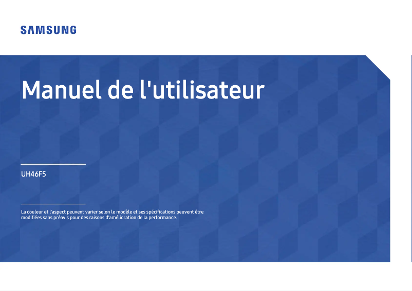 Page 1 de la notice Manuel utilisateur Samsung UH46F5