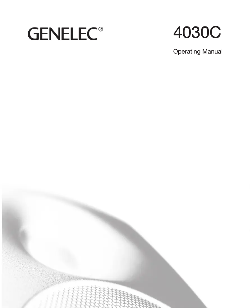 Page n°1 - Manuel utilisateur Genelec 4030C