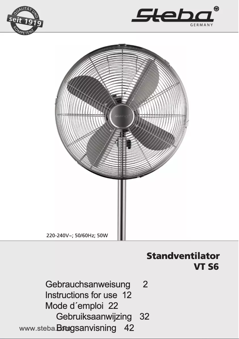 First page image of the manual for VT S6