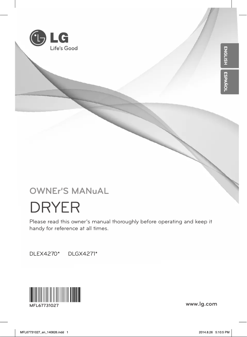 Page 1 de la notice Manuel utilisateur LG DX4271W