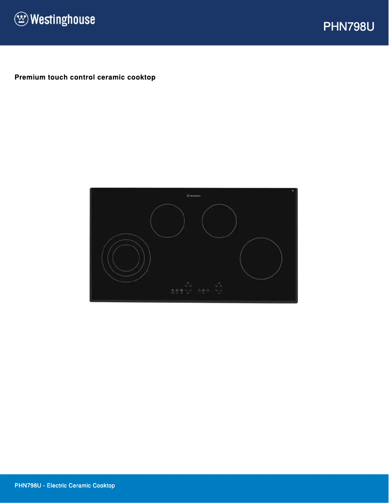 Page 1 de la notice Fiche technique Westinghouse PHN798U
