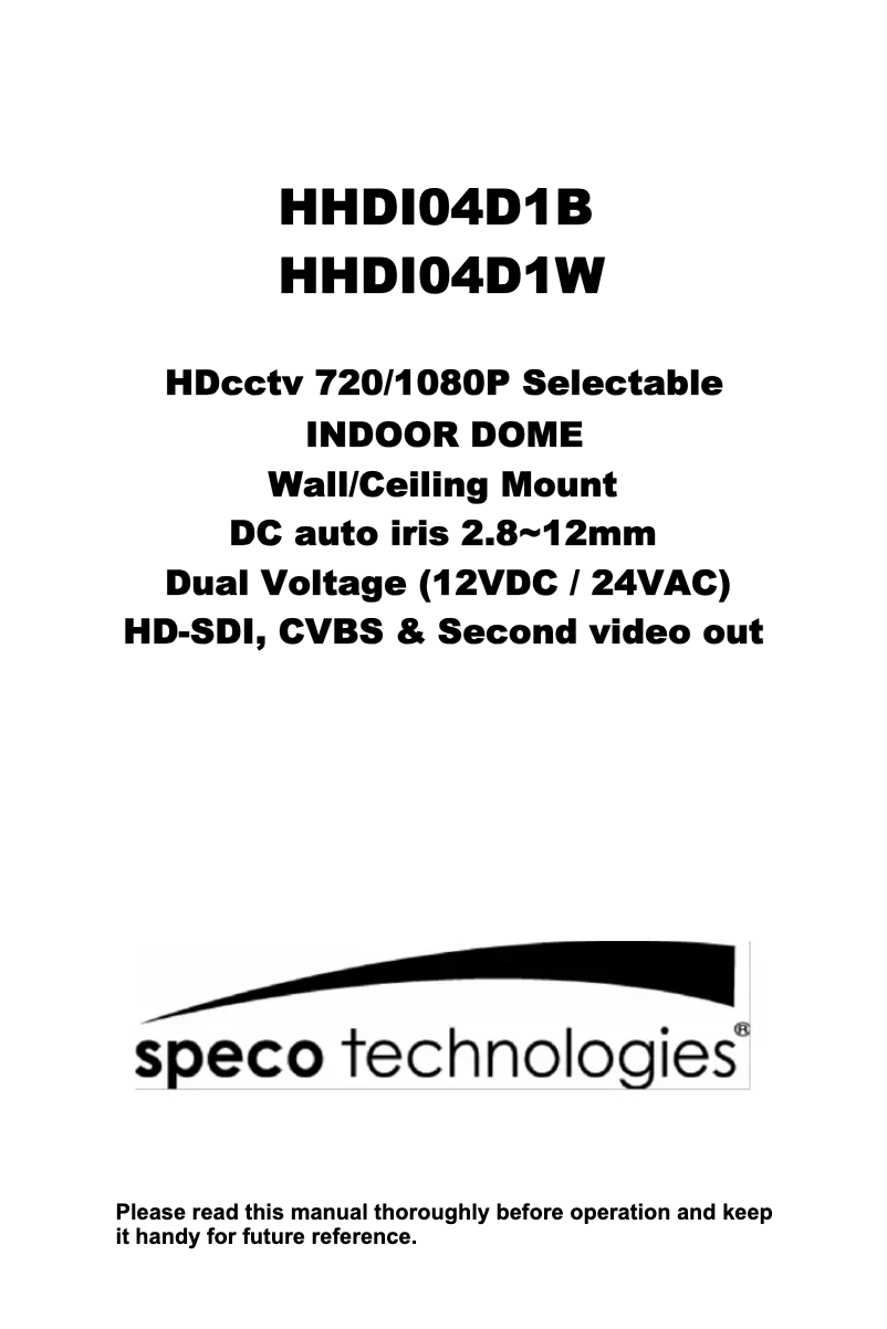 Page 1 de la notice Manuel utilisateur Speco Technologies HHDI04D1B