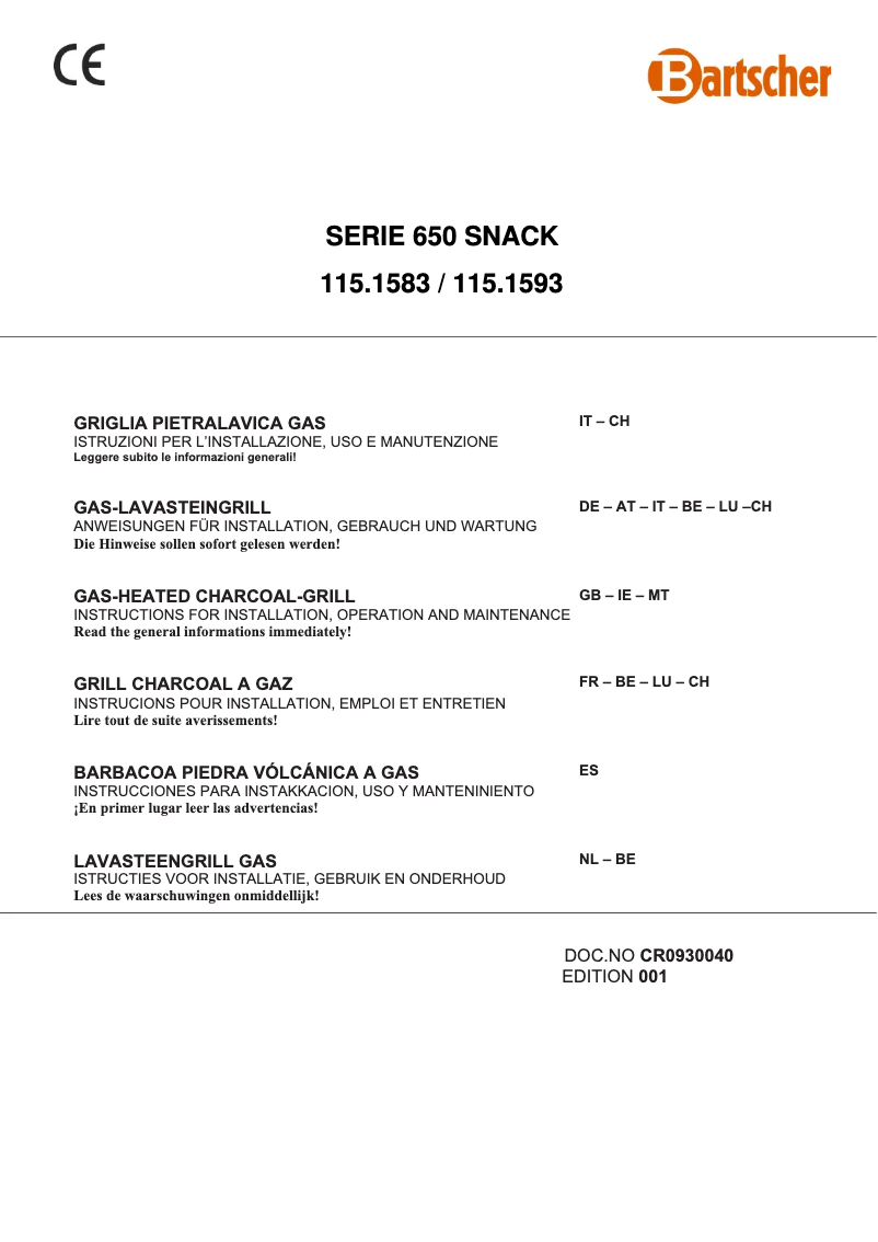 Page 1 de la notice Manuel utilisateur Bartscher 115090
