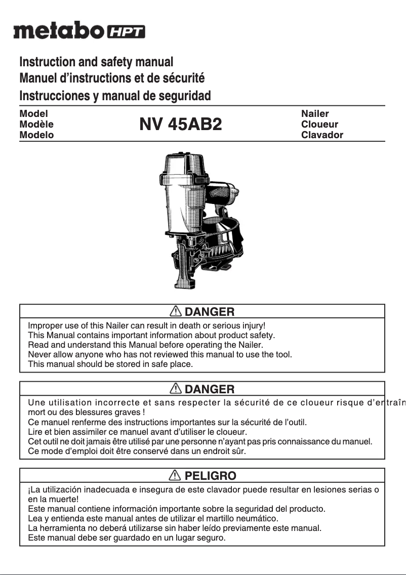 Page n°1 - Manuel utilisateur HiKOKI NV45AB2