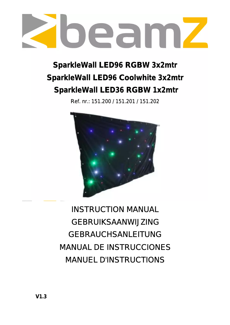 Page 1 de la notice Manuel utilisateur BeamZ SparkleWall 151.200