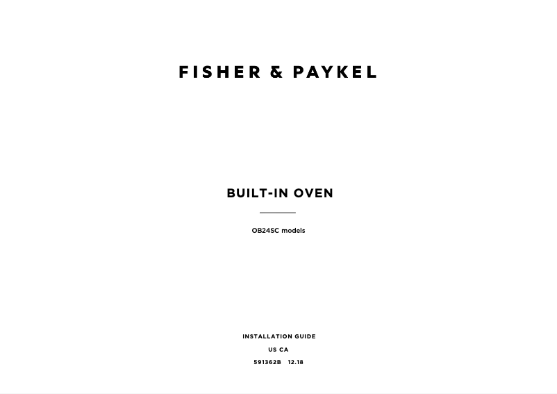 Page 1 de la notice Guide d'installation Fisher & Paykel OB24SCD11PB1