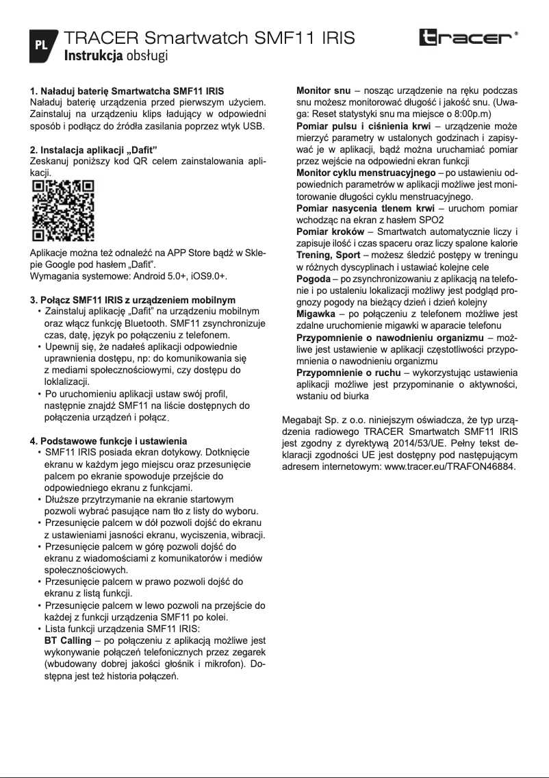 Imagen de la primera página del manual del dispositivo SMF11 Iris