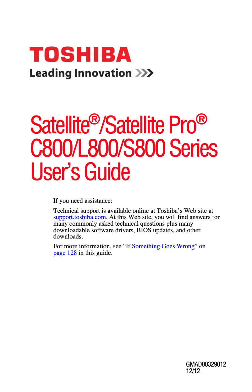 Image de la première page du manuel de l'appareil Satellite S875