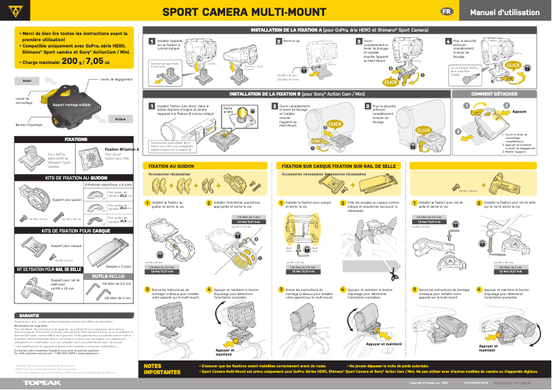 Page n°1 - Manuel utilisateur Topeak Sport Camera Multi-Mount