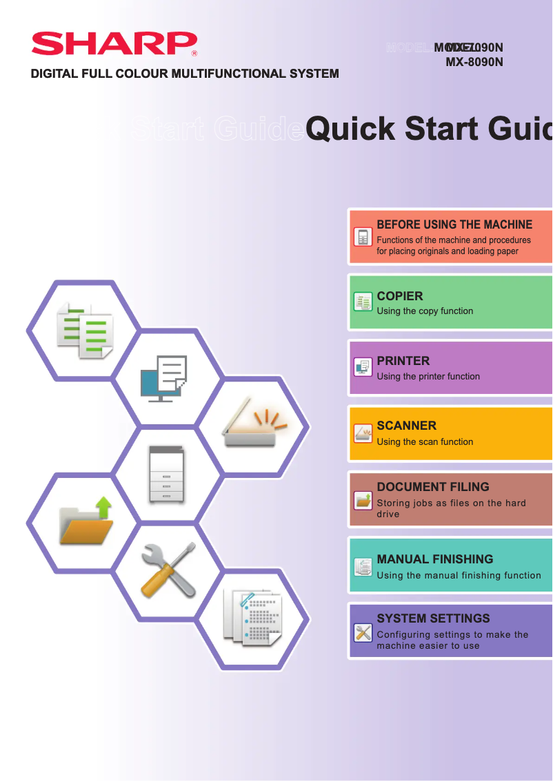 Page 1 de la notice Guide de démarrage rapide Sharp MX-8090N