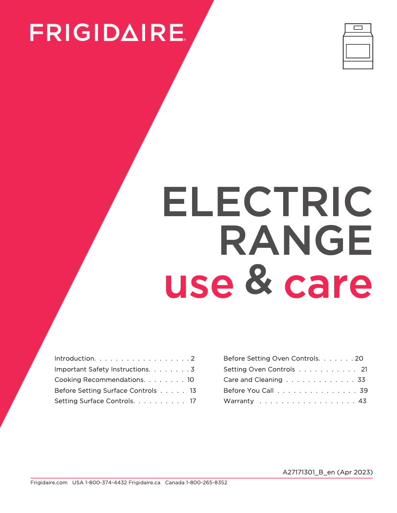 Page n°1 - Manuel utilisateur Frigidaire FCRE3083AS