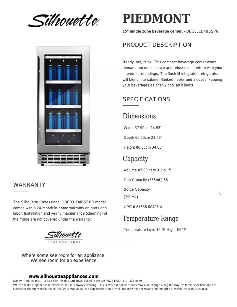 Page n°1 - Manuel utilisateur Danby DBC031D4BSSPR