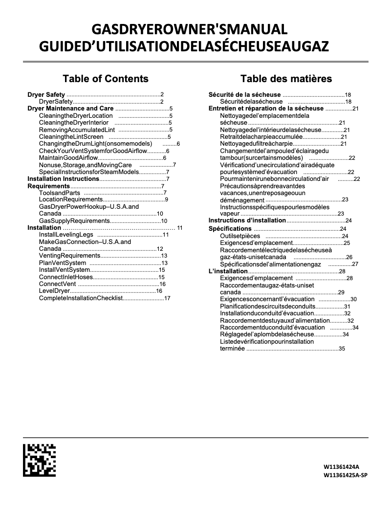Page n°1 - Manuel utilisateur Amana NGD4655EW