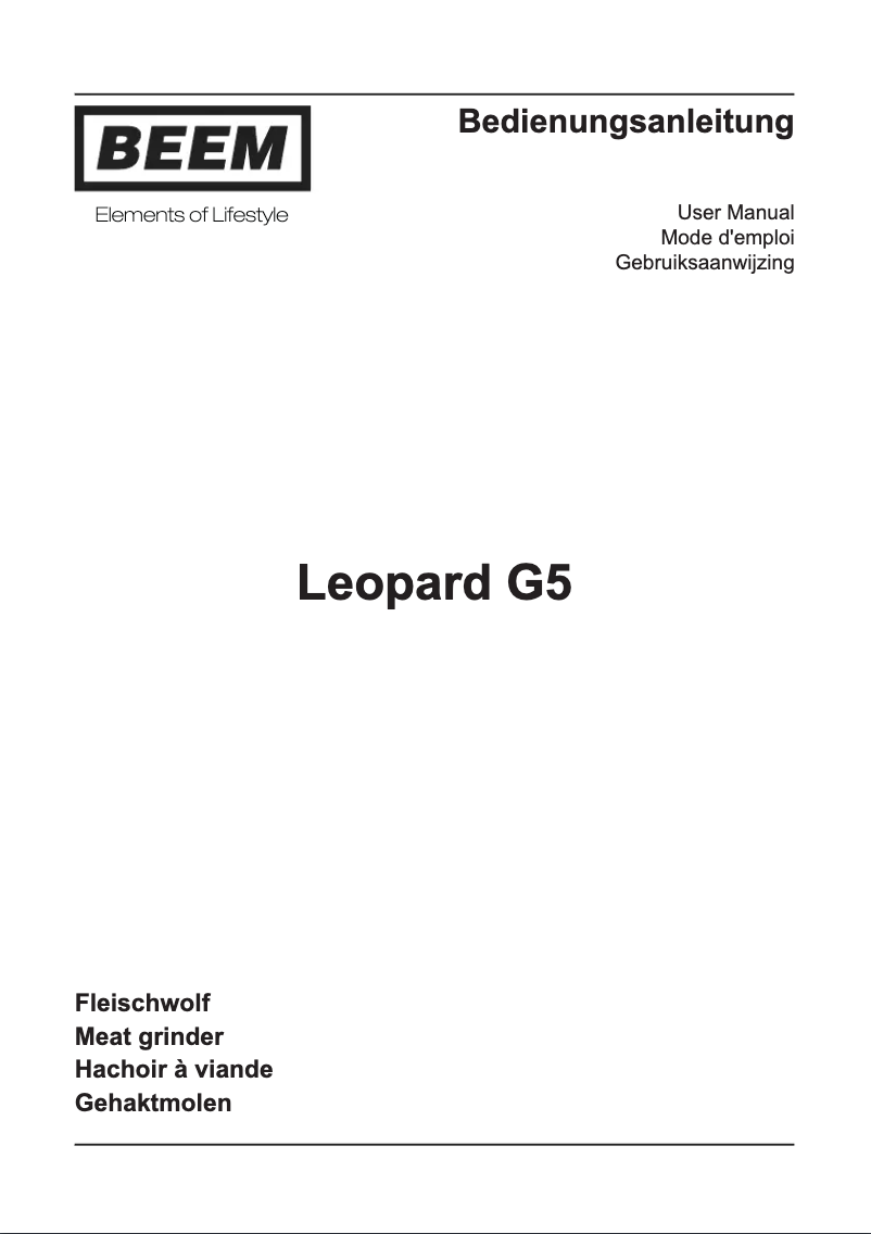 Image de la première page du manuel de l'appareil Leopard D1000.140