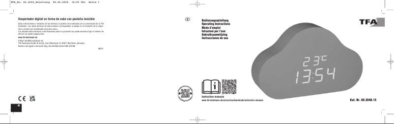 Image de la première page du manuel de l'appareil Clocco Cloud 60.2040.15