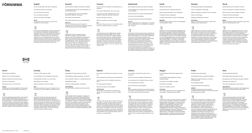 Image de la première page du manuel de l'appareil FÖRNIMMA 903.947.00