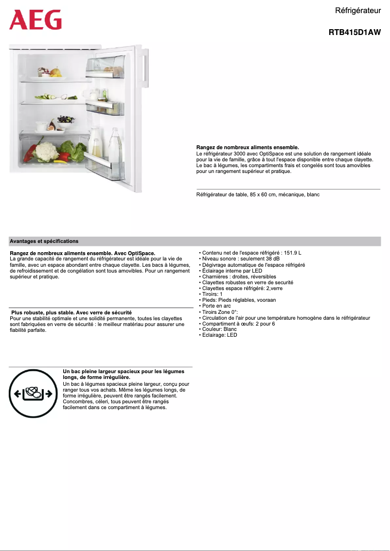 Image de la première page du manuel de l'appareil RTB415D1AW