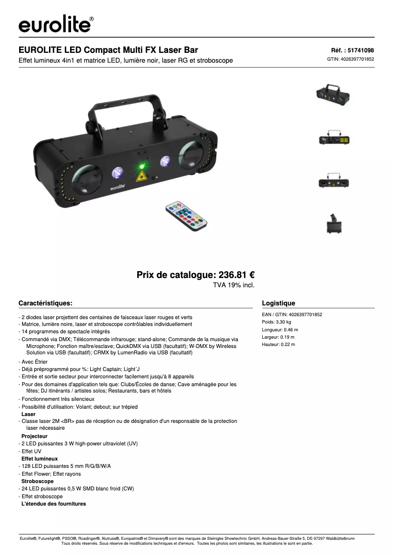 Page n°1 - Fiche technique Eurolite LED Compact Multi FX