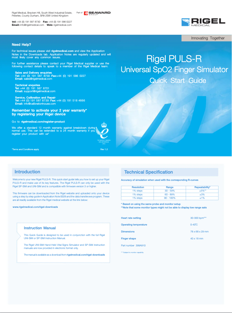 Image de la première page du manuel de l'appareil Puls-R