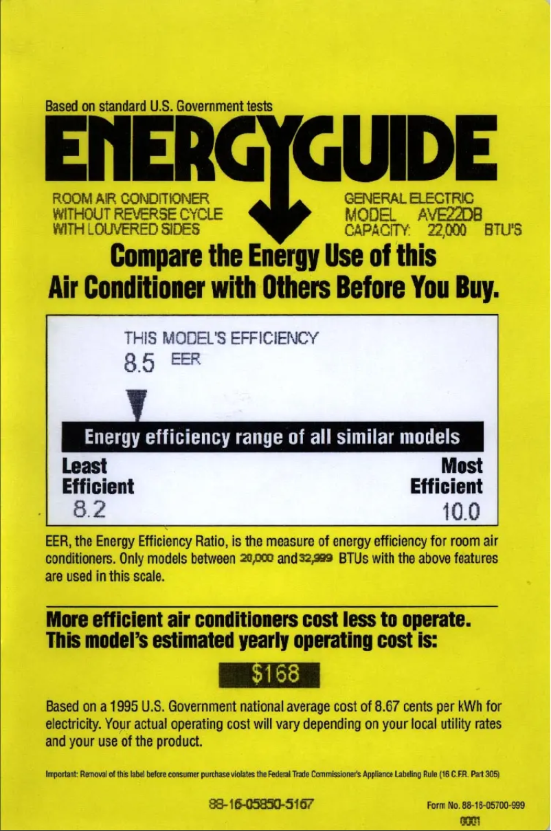 Page n°1 - Label énergétique GE AVE22DB