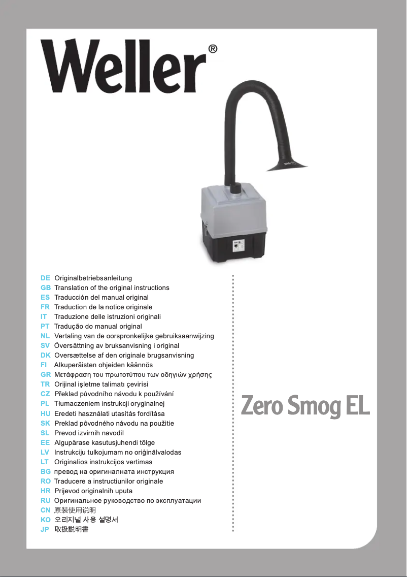 Page n°1 - Manuel utilisateur Weller Zero Smog EL