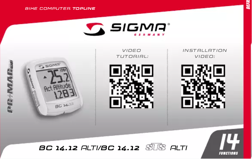 Page 1 de la notice Manuel utilisateur Sigma BC 14.12 Alti STS