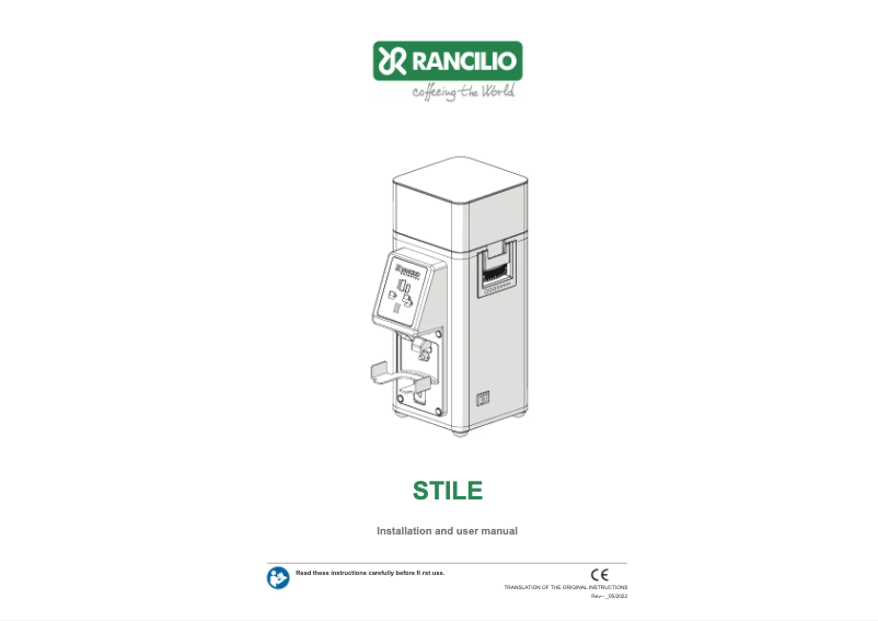 Page 1 de la notice Manuel utilisateur Rancilio Stile