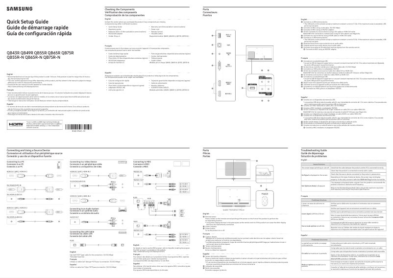 Page 1 de la notice Manuel utilisateur Samsung QB75R-N