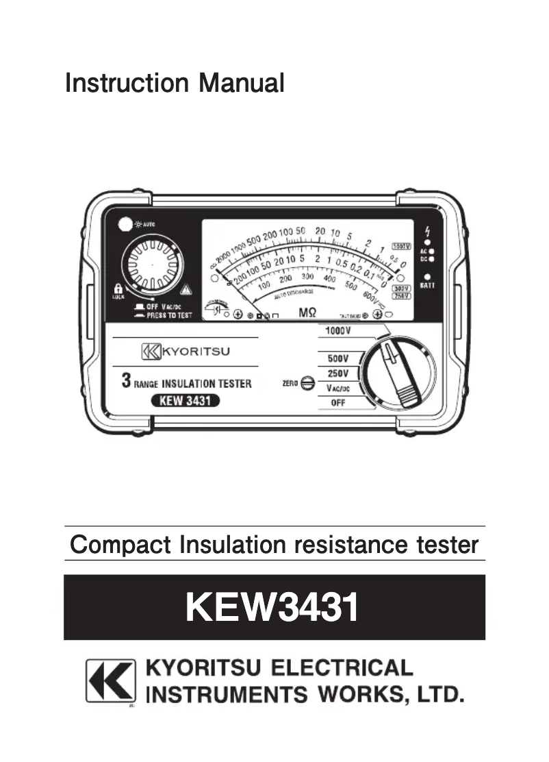 Page 1 de la notice Manuel utilisateur Kyoritsu KEW3431