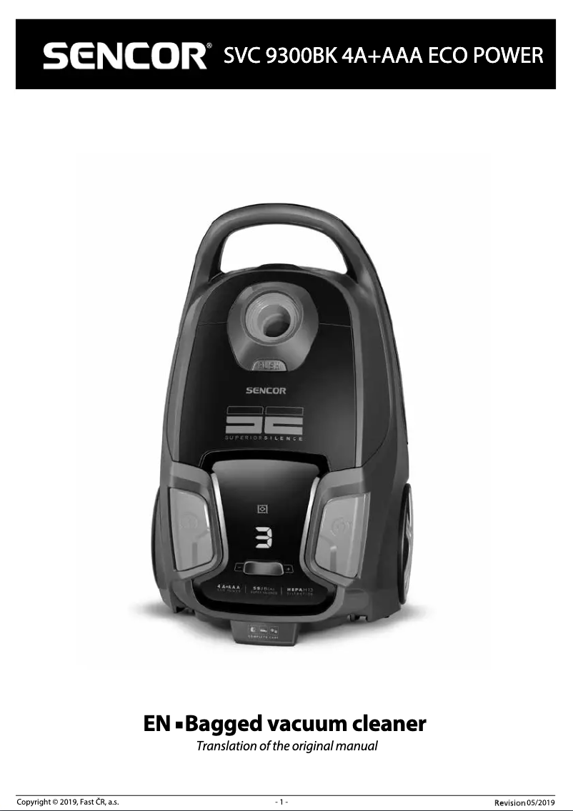 Page 1 de la notice Manuel utilisateur Sencor SVC 9300BK