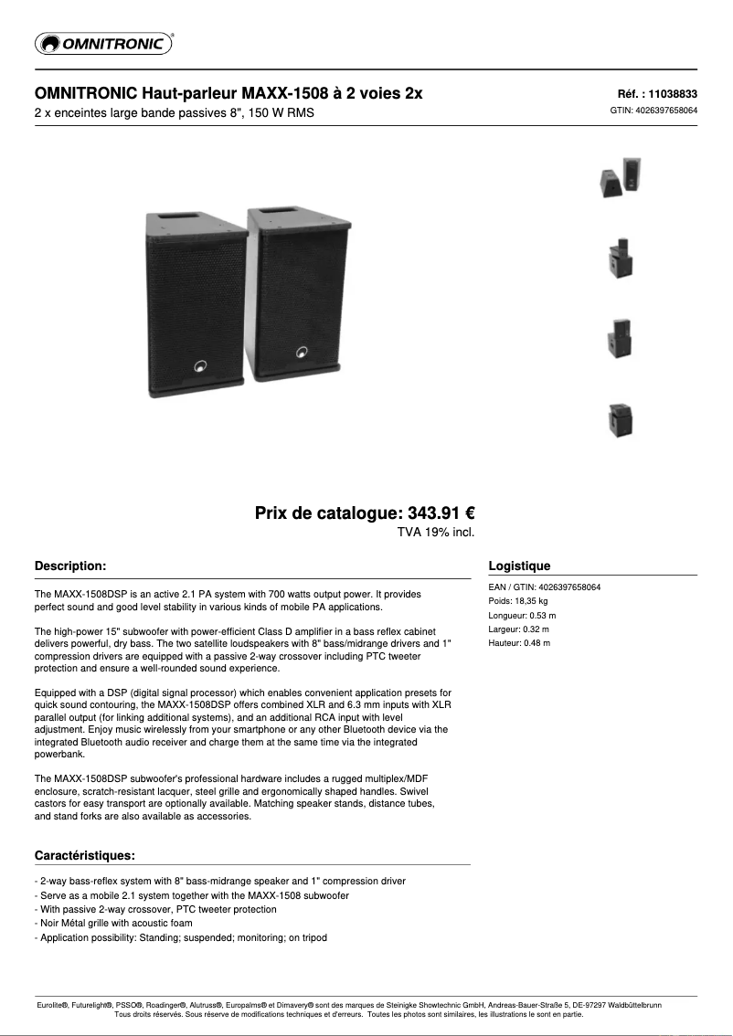 Página 1 del manual Ficha técnica Omnitronic MAXX-1508