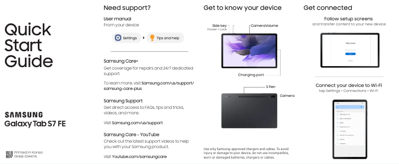 Image de la première page du manuel de l'appareil Galaxy Tab S7 FE