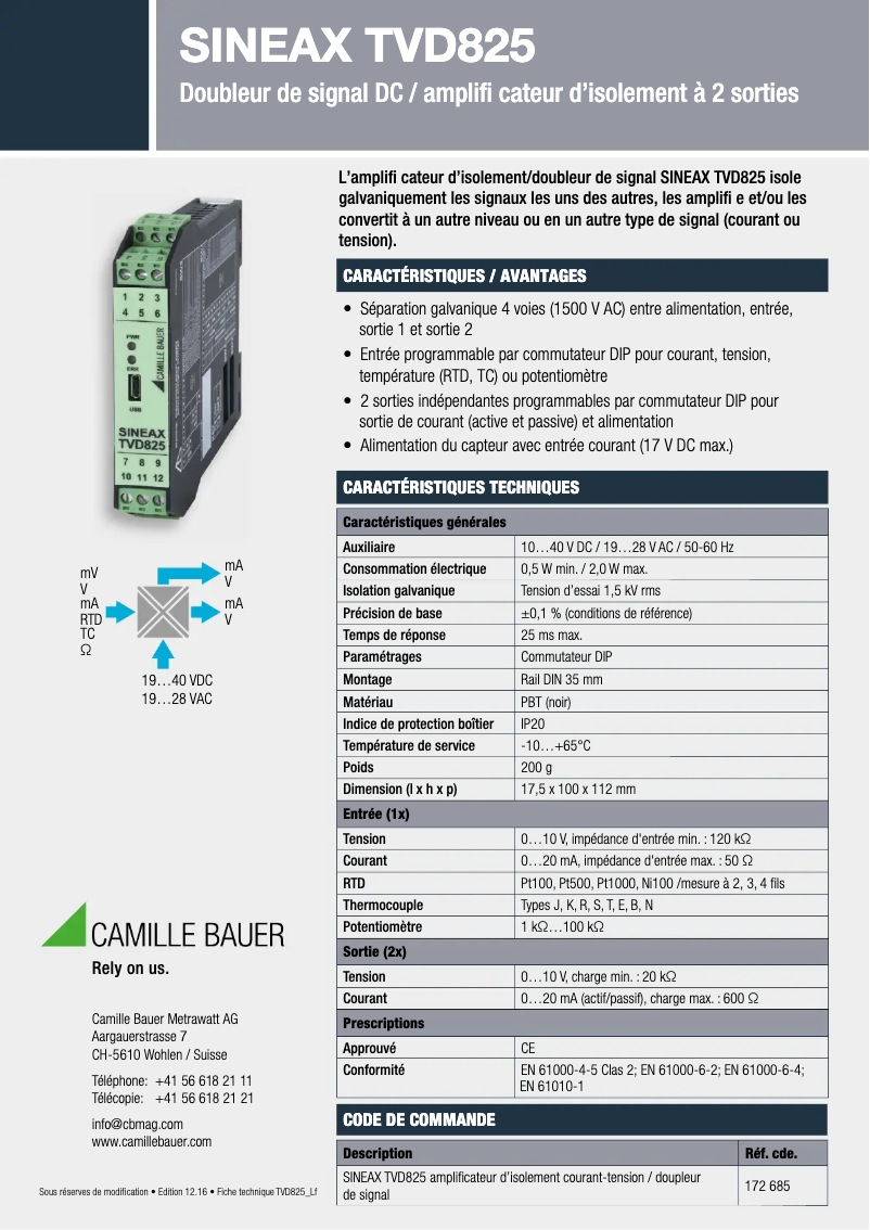Image de la première page du manuel de l'appareil Sineax TVD825