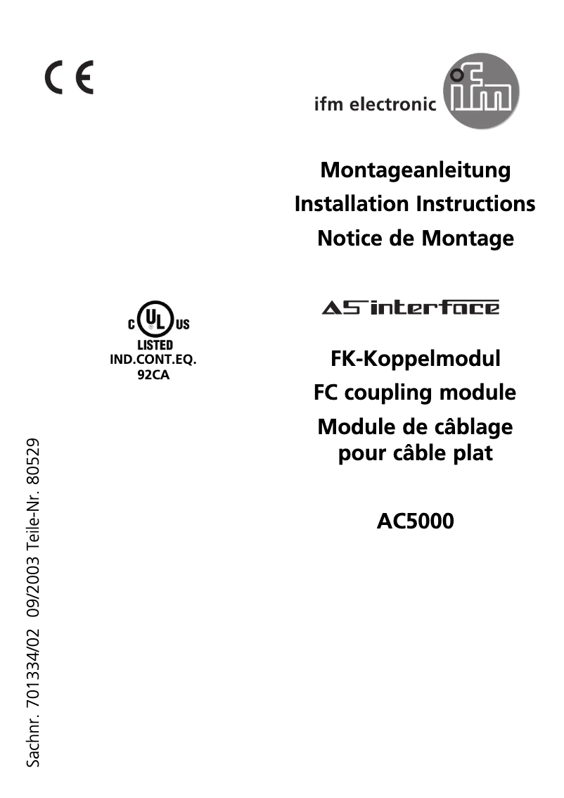 Page n°1 - Manuel utilisateur IFM AC5000